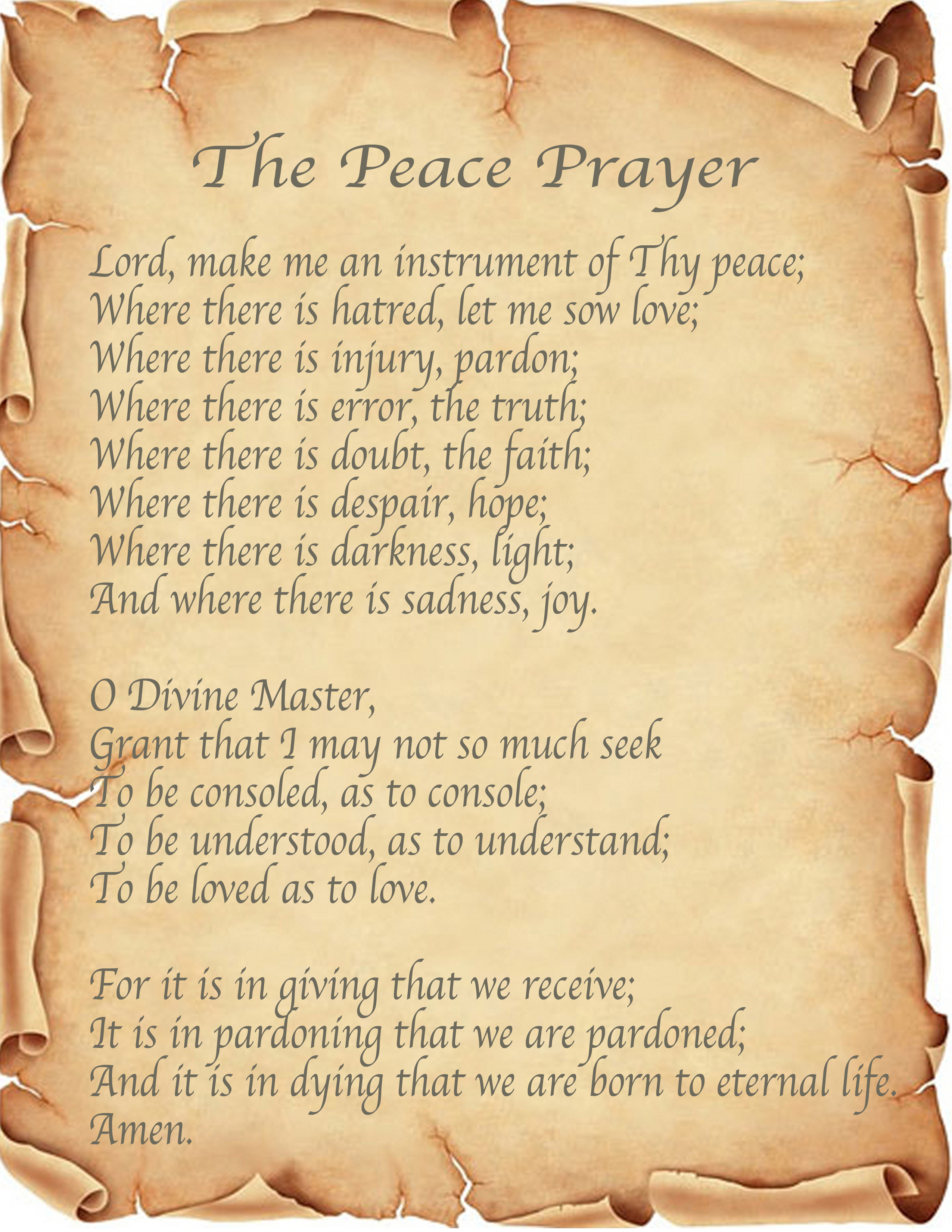 Prayer of St Francis Printable Bing